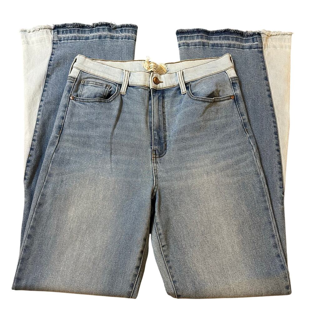 Altar'd State Light Blue/White Extra Wide, High Waist Flares- 12/31